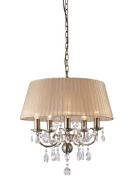Olivia Antique Brass-Soft Bronze Crystal Ceiling Lights Diyas Shaded Crystal Fittings
